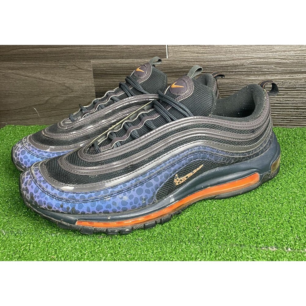 Nike Air Max 97 (GS) Athletic Sneakers Mesh Off Noir Orange Size 12